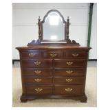 1163	THOMASVILLE 3 OVER 4 DRAWER DRESSER W/BEVELED MIRROR, 49 IN WIDE X 68 IN HIGH X 20 IN DEEP