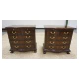 1166	PAIR OF HERITAGE 5 DRAWER NIGHT STANDS, HAVE PULL OUT SURFACES & BALL & CLAW FEET, 28 IN WIDE X