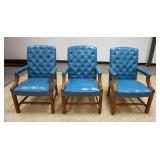 1178	3 AQUA LEATHER ARM CHAIRS W/TUFTED BACKS