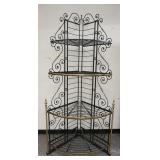 1182	BRASS & IRON CORNER BAKERS RACK, 36 IN WIDE X 87 1/2 IN HIGH X 29 IN DEEP