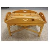 1184	PINE BUTLERS TABLE, SIGNED, NOT LEGIBLE, X STRETCHER BASE, 22 IN X 34 1/2 IN X 22 1/2 IN HIGH, 