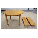 1189	PINE TABLE W/ 2 LEAVES, 44 IN CLOSED, LEAVES ARE 12 IN. 30 IN H 