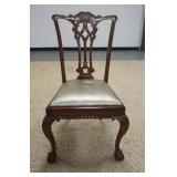 1194	CARVED CHIPPENDALE STYLE CHAIR,  BALL & CLAW FEET. 40 3/4 IN H
