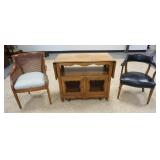 1212	3 PIECE DROP LEAF SERVER & 2 ARMCHAIRS, SERVER IS 38 IN X 20 IN CLOSED, 32 IN H 