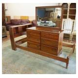 1230	JAMESTOWN CHERRY BED & DRESSER W/ MIRROR, HAS A BOOKCASE HEADBOARD, 43 IN W. DRESSER IS 64 IN H