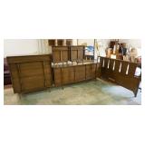 1233	RED LION 5 PIECE MID CENTURY MODERN BEDROOM SUITE, HIGH CHEST, LOW CHEST W/ MIRROR, 2 NIGHTSTAN