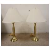 1239	PAIR OF BRASS TABLE LAMPS HAVE ORIGINAL FINIALS, 29 IN H 