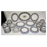1242	73 PIECE WEDGWOOD FLORENTINE DINNERWARE SET, 12 SIX PIECE PLACE SETTINGS & A 15 3/8 IN PLATTER.