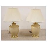 1246	PAIR OF URN FORM CERAMIC LAMPS W/ HANDLES, 27 IN H 