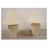 1247	PAIR OF POTTERY LAMPS W/ IMPRESSED DECORATION, 26 IN H. HAS SOME SURFACE WEAR 