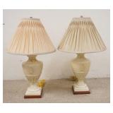 1249	PAIR OF URN FORM LAMPS ON WOODEN BASES