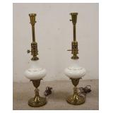 1256	PAIR OF PORCELAIN & BRASS LAMPS 29 3/4 IN H 