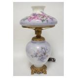 1264	HAND PAINTED PARLOR LAMP, DOGWOOD FLOWERS, BASE HAS BEEN REPAIRED, ELECTRIFED, 25 IN HIGH