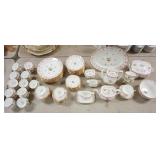 1268	107 PIECE WEDGWOOD WILLIAMSBURG BIANCA DINNERWARE SET, R4499, PLATTER IS 15 1/2 IN COFFEE POT I