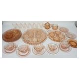 1274	41 PIECE MISC PINK DEPRESSION GLASS, LARGE ROUND PLATTER IS 14 IN