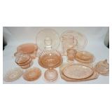 1275	41 PIECE PINK DEPRESSION GLASS, INCLUDES SHARON, CHERRY BLOSSOM, ETC
