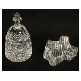 1317	TWO SIGNED WATERFORD PAPERWEIGHTS BELLFORM 5 1/4 IN H & TEXAS