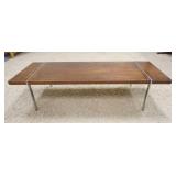 1019	MIDCENTURY MODERN CHROME COFFEE TABLE. 58 IN X 22 IN. 14 IN H
