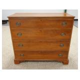 1042	ANTIQUE 4 DRAWER CHEST W/ BRASS PULLS. 41 1/2 IN W, 37 IN H, 18 1/4 IN DEEP 