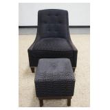 1067	UPHOLSTERED ARMCHAIR W/ OTTOMAN HAS SOME FADING ON THE UPHOLSTRY