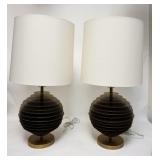 1073	PAIR OF ARTERIOS STEEL LAMPS DISCS FORM A GLOBE AROUND THE STEM. 31 1/2 IN H 