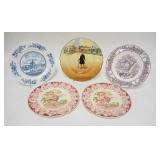 1079	GROUP OF 5 PLATES TWO ARE ROYAL DOULTON MR. MICAWABER OTHERS ARE, POMERY, JOHNSON BROS, & WILKI