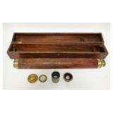1080	TELESCOPE IN ORIGINAL WOODEN BOX AS FOUND 20 IN L