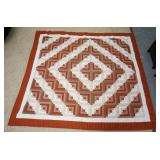 1091	AMISH LOG CABIN QUILT BY MRS. LEVI FISHER, LANCASTER PA. APP. 50 YEARS OLD. 93 IN X 103 IN 