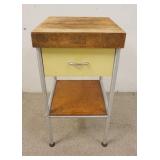 1106	SMALL BUTCHER BLOCK STAND W/DRAWER, *LITTLE BUTCH* ALDON PRODUCTS, DUNCANNON PA, METAL FRAME, 1
