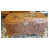 1126	CAMPHOR WOOD CARVED ASIAN CHEST, HONG KONG, 41 IN X 20 IN X 23 1/4 IN HIGH