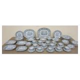 1131	96 PIECE RIDGEWAYS *OREINTAL* BLUE TRANSFER DINNERWARE, LARGEST PLATTER IS 15 IN