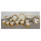 1134	44 PIECE LONGABERGER POTTERY DINNERWARE, FRUIT PATTERN, LARGEST PLATES ARE 10 1/4 IN