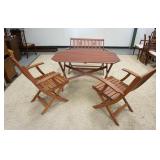 1159	4 PIECE PATIO SET, TABLE IS 50 1/4 IN X 29 3/4 IN X 28 IN HIGH, SETTEE IS 42 IN WIDE, HAS 2 ARM