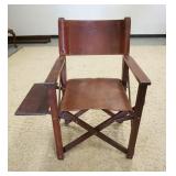 1160	ORVIS FOLDING LEATHER CHAIR W/ATTACHED SIDE TABLE