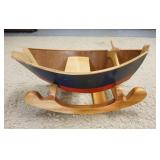 1163	CHILDS WOODEN ROCKING BOAT, DOWN EAST, 17 1/4 IN WIDE X 35 3/4 IN LONG