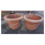 1166	2 LARGE TERRA COTTA PLANTERS, 16 1/2 IN HIGH X 24 1/2 IN DIAMETER