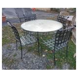 1167	5 PIECE PATIO SET, GLASS TOP TABLE & 4 LATTICE CHAIRS, TABLE DIAMETER IS 49 IN