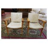 1198	PAR OF MCM SOUTHWESTERN ARM CHAIRS, SEMI WAGON WHEEL SIDES, OAK