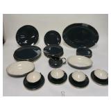 1209	30 PIECE FRANCISCAN CHINA, GLADDING, MCBEAN & CO, BLUE W/SILVER RIMS