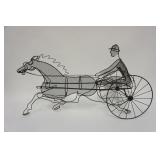 1212	IRON & SCREEN SULKY & HORSE W/DRIVER, 23 IN LONG