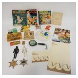 1218	GROUP OF TOYS INCLUDING 2 STAR WARS, ROY ROGERS, DEPUTY BADGE, LARGE DONALD DUCK PIN, ETC. 