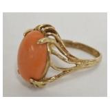 1228	10K GOLD & CORAL RING TOTAL WEIGHT IS 4.9 GRAMS