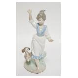 1236	LLADRO GIRL RUNNING W/ PUPPY *WEDNESDAYS CHILD* 7 1/2 IN H 