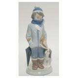 1238	LLADRA BOY IN WINTER CLOTHES W/ PUPPY 8 IN H 