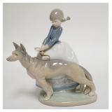 1245	LLADRO GIRL W/ GERMAN SHEPARD 7 IN W, 8 1/2 IN H 