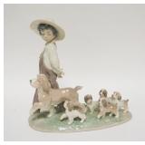 1249	LLADRO *MY LITTLE EXPLOYERS* BOY W/DOG & PUPPIES, 10 IN WIDE X 10 1/4 IN HIGH