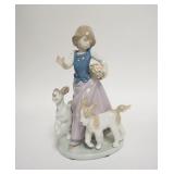 1251	LLADRO GIRL W/2 DOGS & BASKET OF FLOWERS, 8 1/2 HIGH