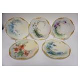 1255	5 JP LIMOGES HAND PAINTED PLATES EACH W/A DIFFERENT FLOWER, 7 5/8 IN