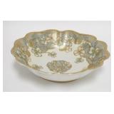 1260	HAND PAINTED NIPPON BOWL, BLUE MAPLE LEAF MARK, FAINT HAIRLINE IN THE BASE, 9 7/8 IN