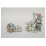 1265	2 LLADRO FIGURES W/GEESE & GOSLINGS, TALLEST IS 5 IN